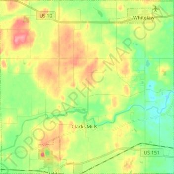 Town of Cato地形图、海拔、地势