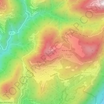 Premeno地形图、海拔、地势