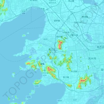 虎丘区地形图、海拔、地势