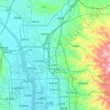 中涧河镇地形图、海拔、地势