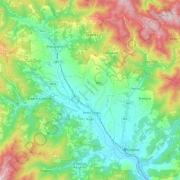 Poppi地形图、海拔、地势