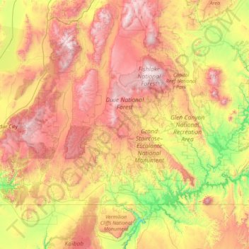 Dixie National Forest地形图、海拔、地势
