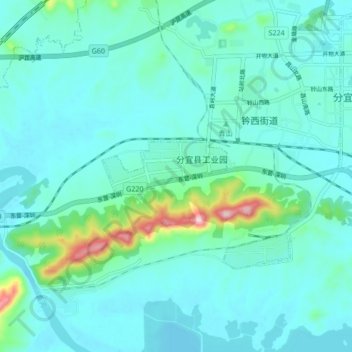 分宜县工业园地形图、海拔、地势