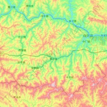 白河县地形图、海拔、地势