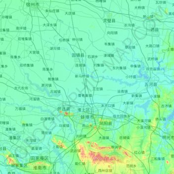 蚌埠市地形图、海拔、地势