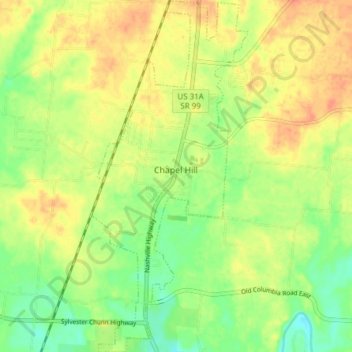 Chapel Hill地形图、海拔、地势