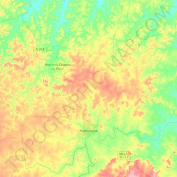 Esperantina地形图、海拔、地势