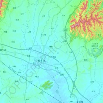 柘皋镇地形图、海拔、地势