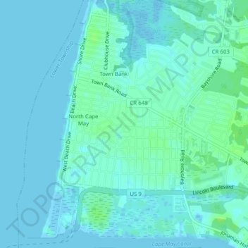 North Cape May地形图、海拔、地势
