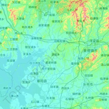 鄱阳县地形图、海拔、地势