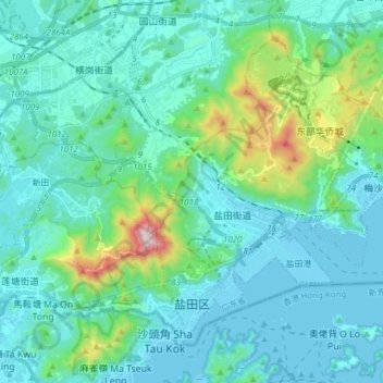 盐田区地形图、海拔、地势