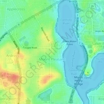 Mount Pleasant地形图、海拔、地势