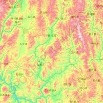 景谷傣族彝族自治县地形图、海拔、地势