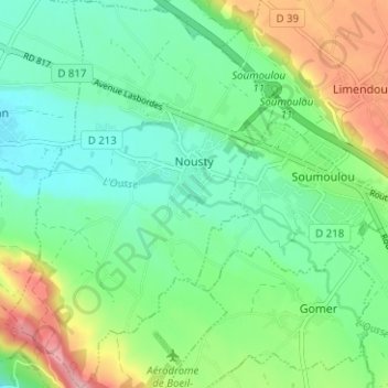 Nousty地形图、海拔、地势