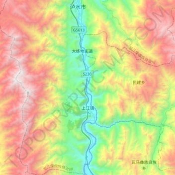 上江镇地形图、海拔、地势