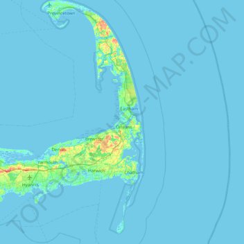 Cape Cod地形图、海拔、地势