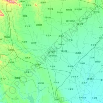 邓州市地形图、海拔、地势
