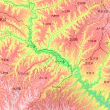 彬州市地形图、海拔、地势