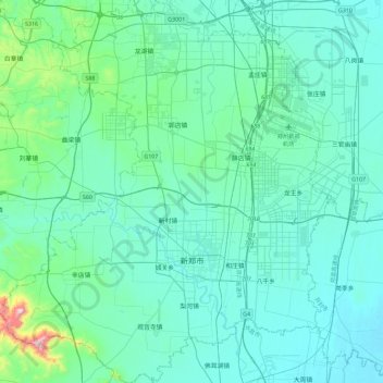 新郑市地形图、海拔、地势