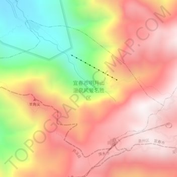 宜春市明月山温泉风景名胜区管理局地形图、海拔、地势
