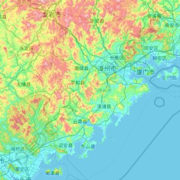 漳州市地形图、海拔、地势