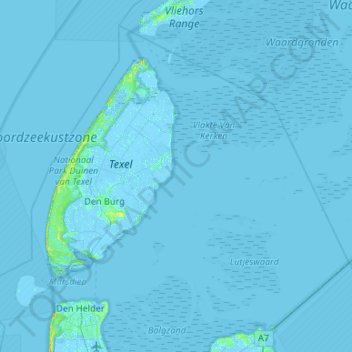 Texel地形图、海拔、地势