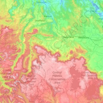 Meander Valley地形图、海拔、地势