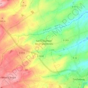 Saint-Quentin-les-Chardonnets地形图、海拔、地势
