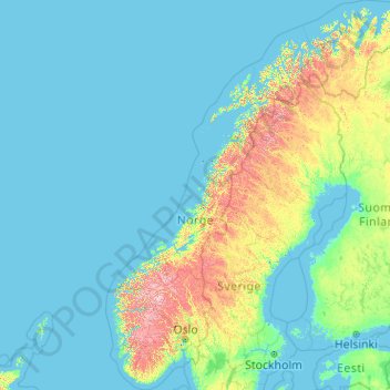 挪威地形图、海拔、地势