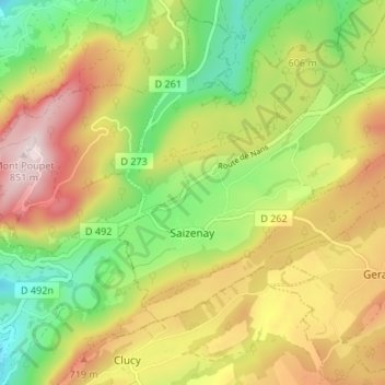 Saizenay地形图、海拔、地势