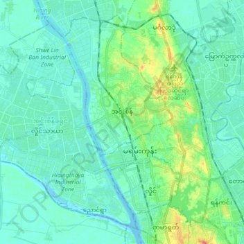 Insein District地形图、海拔、地势