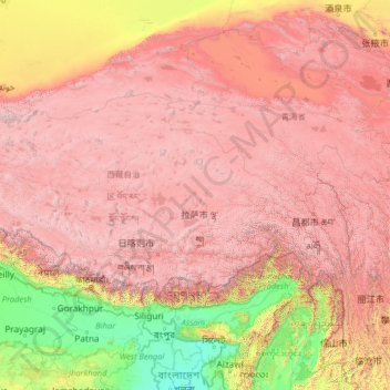 西藏自治区地形图、海拔、地势