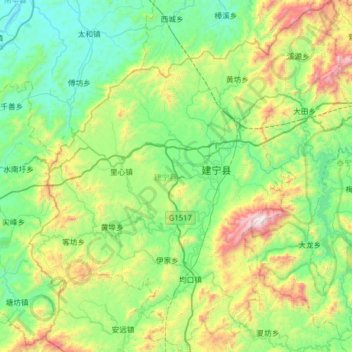 建宁县地形图、海拔、地势