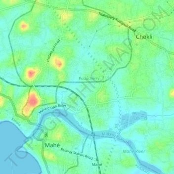 New Mahe地形图、海拔、地势