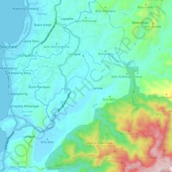 Bacukiki地形图、海拔、地势