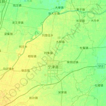宁津县地形图、海拔、地势