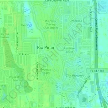 Rio Pinar地形图、海拔、地势