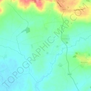 Hardwick地形图、海拔、地势