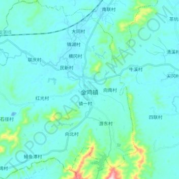 金鸡镇地形图、海拔、地势