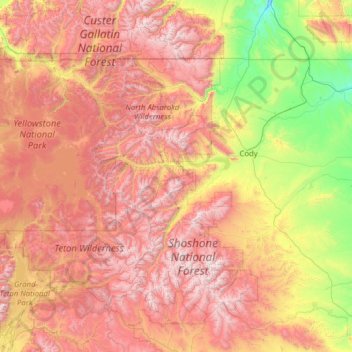 Park County地形图、海拔、地势
