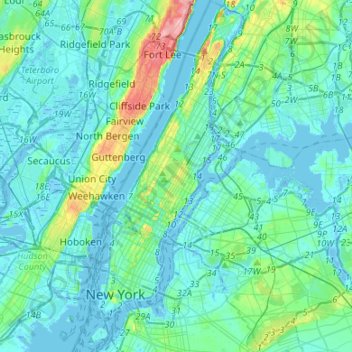 Manhattan地形图、海拔、地势