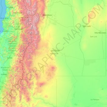 门多萨省地形图、海拔、地势
