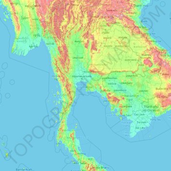 泰国地形图、海拔、地势