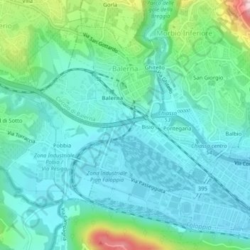 Balerna地形图、海拔、地势