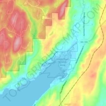 Belfair地形图、海拔、地势