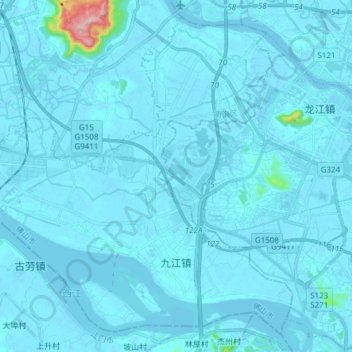 九江镇地形图、海拔、地势