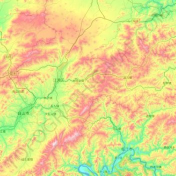 江源区地形图、海拔、地势