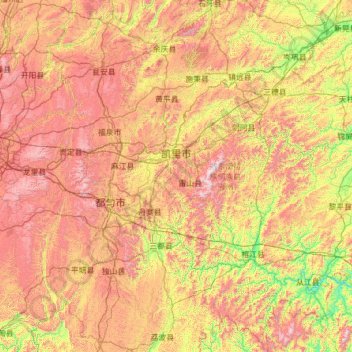 黔东南苗族侗族自治州地形图、海拔、地势