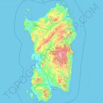 撒丁岛地形图、海拔、地势