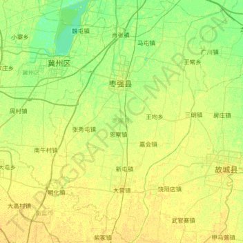 枣强县地形图、海拔、地势
